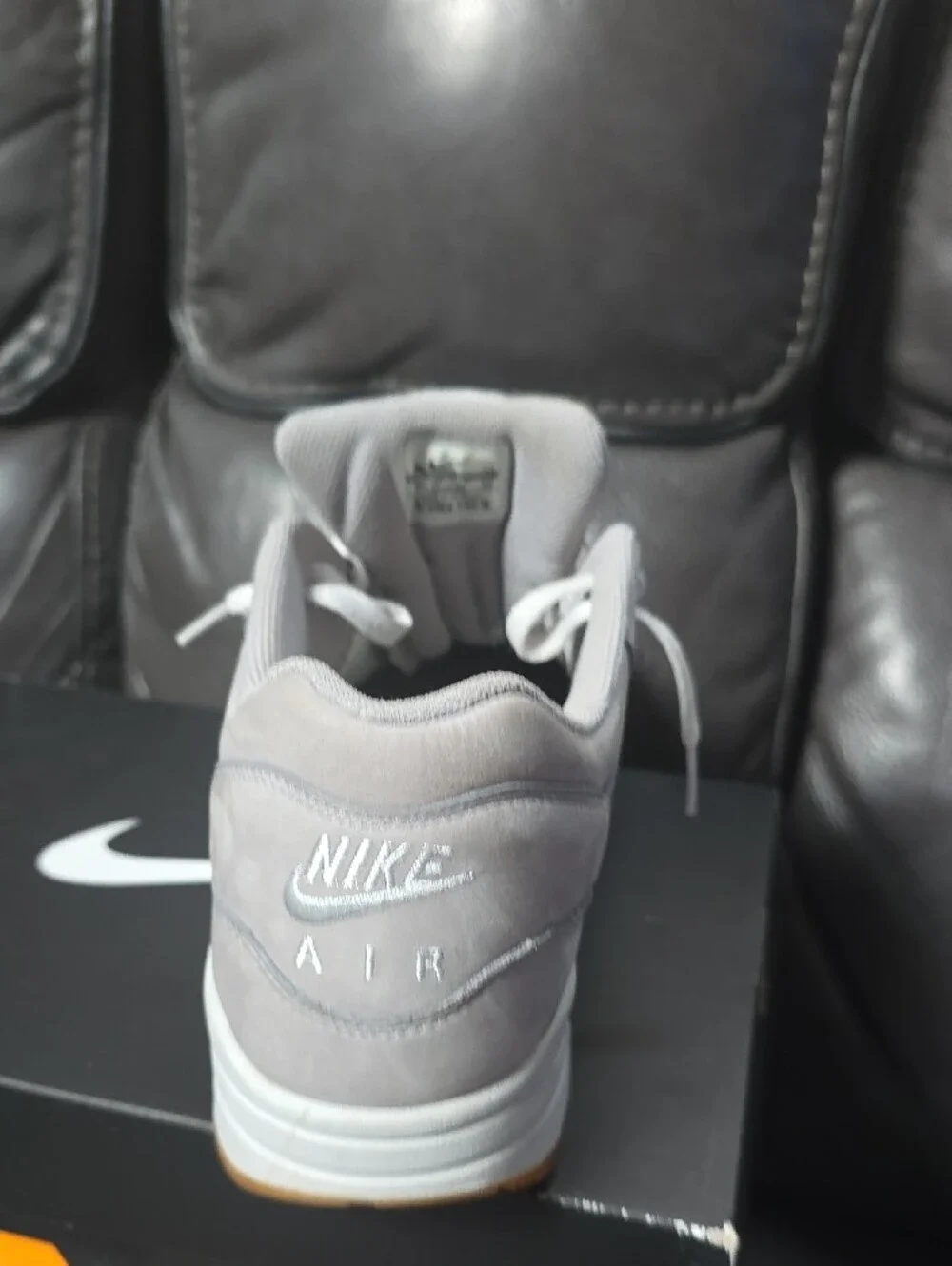 Nike Grey Leather Men’s Air Max Sneaker with Gum Outsole